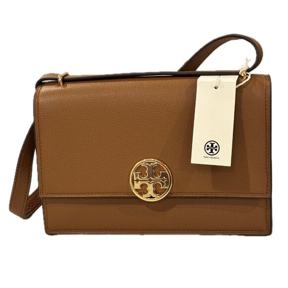 Tory Burch Miller Pebbled Leather Shoulder Bag in Forest Brown  NEW - Picture 7 of 11